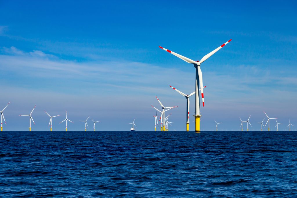 wind turbines at the sea
