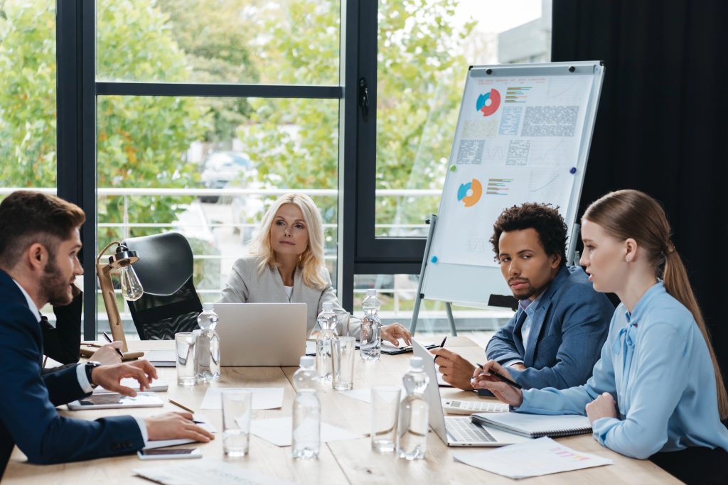 group of executives meeting at a table